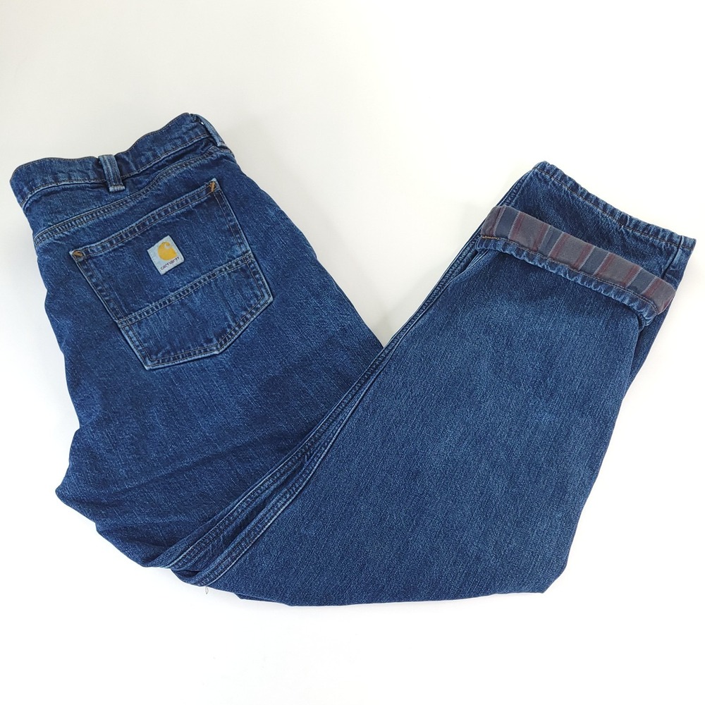 Carhartt Jeans Mens 40x32 Meas 38x31 Relaxed Fit Flannel Lined Blue Denim Rugged